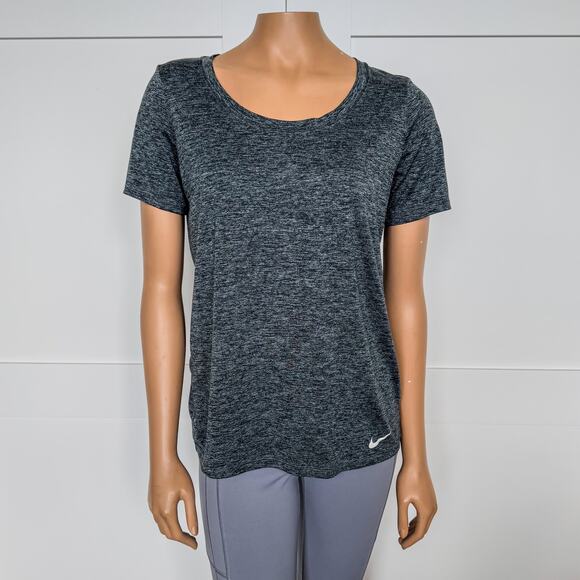 Nike Dri-Fit Dry Legend Scoop Neck Veneer Tee, Heather Black, Women’s SZ Medium - Picture 1 of 9